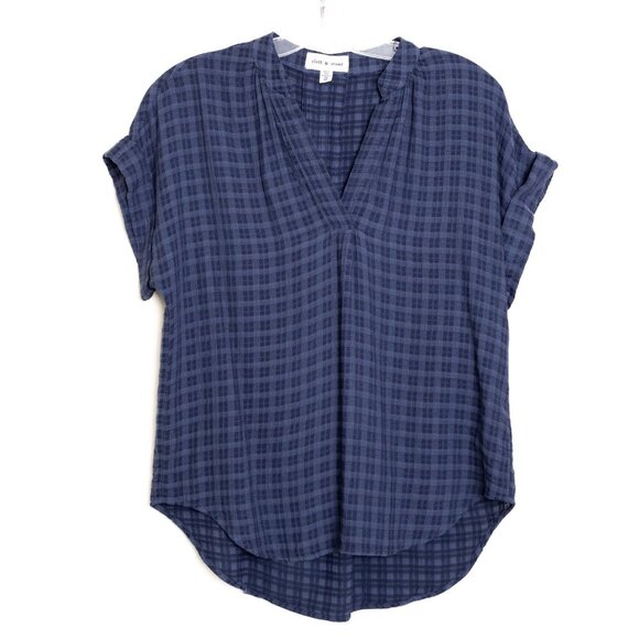 Anthropologie Cloth & Stone Short-Sleeve Pullover Blouse Top Blue NEW - Picture 4 of 14